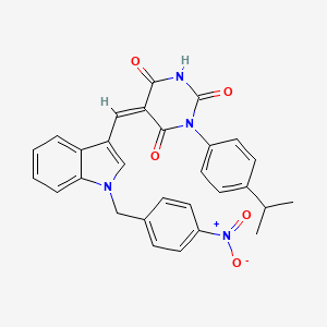 molecular formula C29H24N4O5 B10900369 (5Z)-5-{[1-(4-nitrobenzyl)-1H-indol-3-yl]methylidene}-1-[4-(propan-2-yl)phenyl]pyrimidine-2,4,6(1H,3H,5H)-trione 