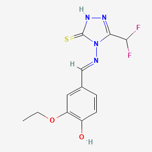 4-[(E)-{[3-(difluoromethyl)-5-sulfanyl-4H-1,2,4-triazol-4-yl]imino}methyl]-2-ethoxyphenol