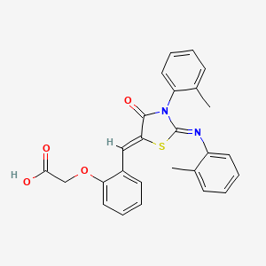 {2-[(Z)-{(2Z)-3-(2-methylphenyl)-2-[(2-methylphenyl)imino]-4-oxo-1,3-thiazolidin-5-ylidene}methyl]phenoxy}acetic acid