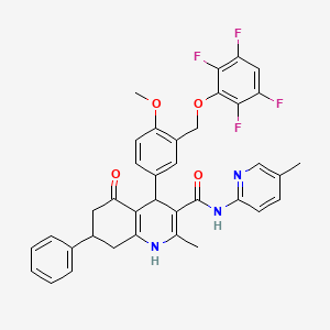 molecular formula C37H31F4N3O4 B10900417 4-{4-methoxy-3-[(2,3,5,6-tetrafluorophenoxy)methyl]phenyl}-2-methyl-N-(5-methylpyridin-2-yl)-5-oxo-7-phenyl-1,4,5,6,7,8-hexahydroquinoline-3-carboxamide 