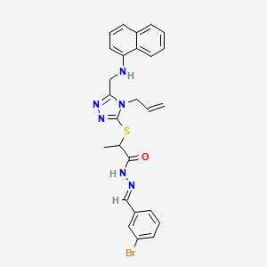 N'-[(E)-(3-bromophenyl)methylidene]-2-({5-[(naphthalen-1-ylamino)methyl]-4-(prop-2-en-1-yl)-4H-1,2,4-triazol-3-yl}sulfanyl)propanehydrazide