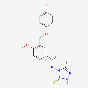 4-{[(E)-{3-[(4-iodophenoxy)methyl]-4-methoxyphenyl}methylidene]amino}-5-methyl-4H-1,2,4-triazole-3-thiol