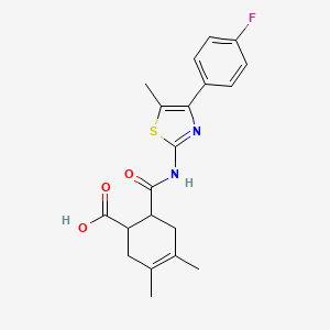 molecular formula C20H21FN2O3S B10900468 6-({[4-(4-Fluorophenyl)-5-methyl-1,3-thiazol-2-yl]amino}carbonyl)-3,4-dimethyl-3-cyclohexene-1-carboxylic acid 