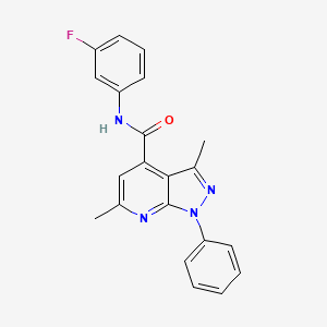 molecular formula C21H17FN4O B10900470 N-(3-fluorophenyl)-3,6-dimethyl-1-phenyl-1H-pyrazolo[3,4-b]pyridine-4-carboxamide 