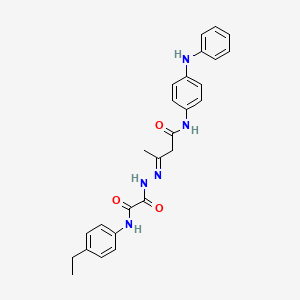 molecular formula C26H27N5O3 B10900495 (3E)-3-(2-{[(4-ethylphenyl)amino](oxo)acetyl}hydrazinylidene)-N-[4-(phenylamino)phenyl]butanamide 