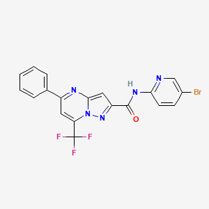 molecular formula C19H11BrF3N5O B10900514 N-(5-bromopyridin-2-yl)-5-phenyl-7-(trifluoromethyl)pyrazolo[1,5-a]pyrimidine-2-carboxamide 