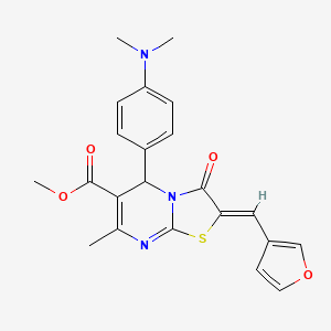 molecular formula C22H21N3O4S B10900521 methyl (2Z)-5-[4-(dimethylamino)phenyl]-2-(furan-3-ylmethylidene)-7-methyl-3-oxo-2,3-dihydro-5H-[1,3]thiazolo[3,2-a]pyrimidine-6-carboxylate 