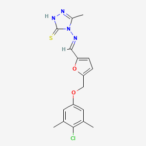 4-{[(E)-{5-[(4-chloro-3,5-dimethylphenoxy)methyl]furan-2-yl}methylidene]amino}-5-methyl-4H-1,2,4-triazole-3-thiol