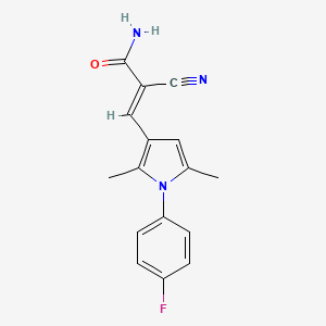 molecular formula C16H14FN3O B10900561 (2E)-2-cyano-3-[1-(4-fluorophenyl)-2,5-dimethyl-1H-pyrrol-3-yl]prop-2-enamide 