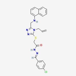 N'-[(E)-(4-chlorophenyl)methylidene]-2-({5-[(naphthalen-1-ylamino)methyl]-4-(prop-2-en-1-yl)-4H-1,2,4-triazol-3-yl}sulfanyl)acetohydrazide