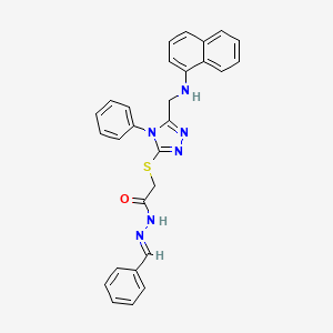 2-({5-[(naphthalen-1-ylamino)methyl]-4-phenyl-4H-1,2,4-triazol-3-yl}sulfanyl)-N'-[(E)-phenylmethylidene]acetohydrazide