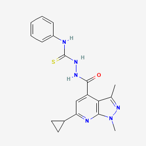 molecular formula C19H20N6OS B10900577 2-[(6-cyclopropyl-1,3-dimethyl-1H-pyrazolo[3,4-b]pyridin-4-yl)carbonyl]-N-phenylhydrazinecarbothioamide 