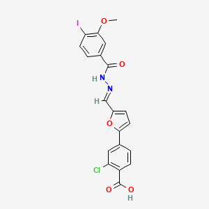 molecular formula C20H14ClIN2O5 B10900582 2-chloro-4-{5-[(E)-{2-[(4-iodo-3-methoxyphenyl)carbonyl]hydrazinylidene}methyl]furan-2-yl}benzoic acid 