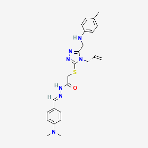 molecular formula C24H29N7OS B10900619 N'-{(E)-[4-(dimethylamino)phenyl]methylidene}-2-{[5-{[(4-methylphenyl)amino]methyl}-4-(prop-2-en-1-yl)-4H-1,2,4-triazol-3-yl]sulfanyl}acetohydrazide 