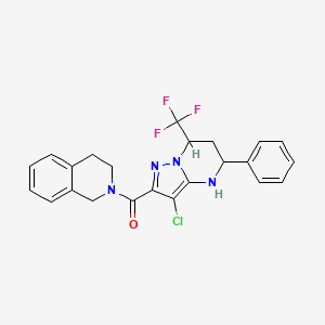 molecular formula C23H20ClF3N4O B10900679 [3-chloro-5-phenyl-7-(trifluoromethyl)-4,5,6,7-tetrahydropyrazolo[1,5-a]pyrimidin-2-yl](3,4-dihydroisoquinolin-2(1H)-yl)methanone 