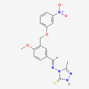 4-{[(E)-{4-methoxy-3-[(3-nitrophenoxy)methyl]phenyl}methylidene]amino}-5-methyl-4H-1,2,4-triazole-3-thiol