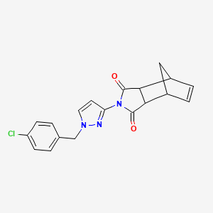 molecular formula C19H16ClN3O2 B10900707 2-[1-(4-chlorobenzyl)-1H-pyrazol-3-yl]-3a,4,7,7a-tetrahydro-1H-4,7-methanoisoindole-1,3(2H)-dione 