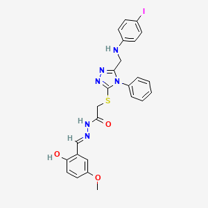 molecular formula C25H23IN6O3S B10900713 N'-[(E)-(2-hydroxy-5-methoxyphenyl)methylidene]-2-[(5-{[(4-iodophenyl)amino]methyl}-4-phenyl-4H-1,2,4-triazol-3-yl)sulfanyl]acetohydrazide 