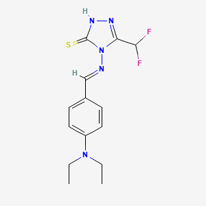 molecular formula C14H17F2N5S B10900715 4-({(E)-[4-(diethylamino)phenyl]methylidene}amino)-5-(difluoromethyl)-4H-1,2,4-triazole-3-thiol 