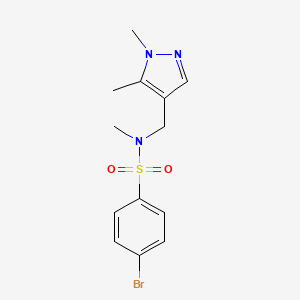 molecular formula C13H16BrN3O2S B10900769 4-bromo-N-[(1,5-dimethyl-1H-pyrazol-4-yl)methyl]-N-methylbenzenesulfonamide 