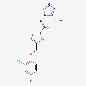 N-[(E)-{5-[(2-chloro-4-fluorophenoxy)methyl]furan-2-yl}methylidene]-3-(methylsulfanyl)-4H-1,2,4-triazol-4-amine