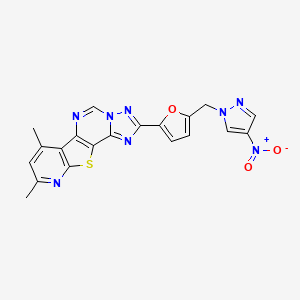 11,13-dimethyl-4-[5-[(4-nitropyrazol-1-yl)methyl]furan-2-yl]-16-thia-3,5,6,8,14-pentazatetracyclo[7.7.0.02,6.010,15]hexadeca-1(9),2,4,7,10(15),11,13-heptaene