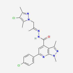 N'-[(2E)-1-(4-chloro-3,5-dimethyl-1H-pyrazol-1-yl)propan-2-ylidene]-6-(4-chlorophenyl)-1,3-dimethyl-1H-pyrazolo[3,4-b]pyridine-4-carbohydrazide