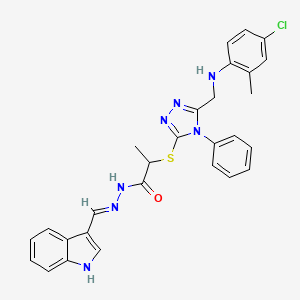 2-[(5-{[(4-chloro-2-methylphenyl)amino]methyl}-4-phenyl-4H-1,2,4-triazol-3-yl)sulfanyl]-N'-[(E)-1H-indol-3-ylmethylidene]propanehydrazide