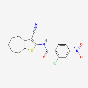 2-chloro-N-(3-cyano-5,6,7,8-tetrahydro-4H-cyclohepta[b]thiophen-2-yl)-4-nitrobenzamide