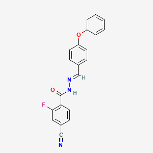 4-cyano-2-fluoro-N'-[(E)-(4-phenoxyphenyl)methylidene]benzohydrazide