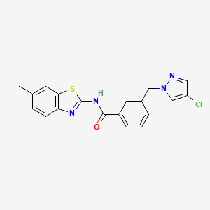 3-[(4-chloro-1H-pyrazol-1-yl)methyl]-N-(6-methyl-1,3-benzothiazol-2-yl)benzamide