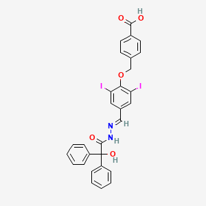 4-({4-[(E)-{2-[hydroxy(diphenyl)acetyl]hydrazinylidene}methyl]-2,6-diiodophenoxy}methyl)benzoic acid