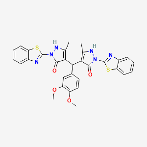 4,4'-[(3,4-dimethoxyphenyl)methanediyl]bis[2-(1,3-benzothiazol-2-yl)-5-methyl-1,2-dihydro-3H-pyrazol-3-one]