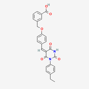 3-[(4-{(E)-[1-(4-ethylphenyl)-2,4,6-trioxotetrahydropyrimidin-5(2H)-ylidene]methyl}phenoxy)methyl]benzoic acid