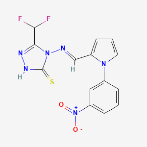 5-(difluoromethyl)-4-({(E)-[1-(3-nitrophenyl)-1H-pyrrol-2-yl]methylidene}amino)-4H-1,2,4-triazole-3-thiol