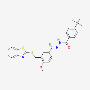 N'-[(E)-{3-[(1,3-benzothiazol-2-ylsulfanyl)methyl]-4-methoxyphenyl}methylidene]-4-tert-butylbenzohydrazide