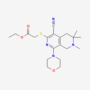 Ethyl 2-[(4-cyano-6,6,7-trimethyl-1-morpholin-4-yl-5,8-dihydro-2,7-naphthyridin-3-yl)sulfanyl]acetate