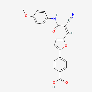 molecular formula C22H16N2O5 B10901434 4-(5-{(1Z)-2-cyano-3-[(4-methoxyphenyl)amino]-3-oxoprop-1-en-1-yl}furan-2-yl)benzoic acid 