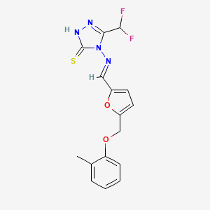 5-(difluoromethyl)-4-{[(E)-{5-[(2-methylphenoxy)methyl]furan-2-yl}methylidene]amino}-4H-1,2,4-triazole-3-thiol