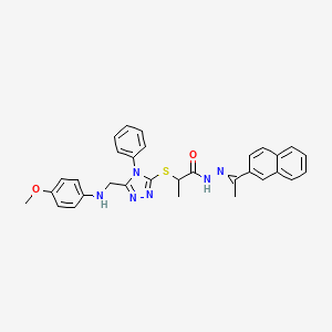 2-[(5-{[(4-methoxyphenyl)amino]methyl}-4-phenyl-4H-1,2,4-triazol-3-yl)sulfanyl]-N'-[1-(naphthalen-2-yl)ethylidene]propanehydrazide