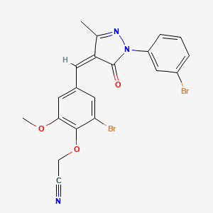 (2-bromo-4-{(Z)-[1-(3-bromophenyl)-3-methyl-5-oxo-1,5-dihydro-4H-pyrazol-4-ylidene]methyl}-6-methoxyphenoxy)acetonitrile