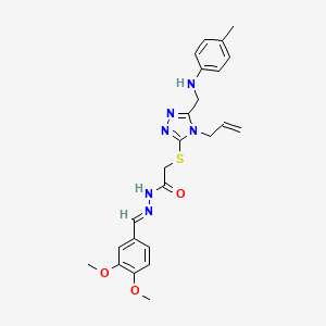 molecular formula C24H28N6O3S B10901497 N'-[(E)-(3,4-dimethoxyphenyl)methylidene]-2-{[5-{[(4-methylphenyl)amino]methyl}-4-(prop-2-en-1-yl)-4H-1,2,4-triazol-3-yl]sulfanyl}acetohydrazide 