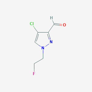 molecular formula C6H6ClFN2O B10901511 4-Chloro-1-(2-fluoroethyl)-1H-pyrazole-3-carbaldehyde 