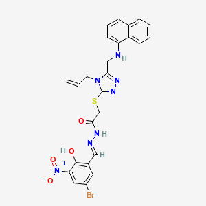 N'-[(E)-(5-bromo-2-hydroxy-3-nitrophenyl)methylidene]-2-({5-[(naphthalen-1-ylamino)methyl]-4-(prop-2-en-1-yl)-4H-1,2,4-triazol-3-yl}sulfanyl)acetohydrazide