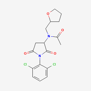 molecular formula C17H18Cl2N2O4 B10901535 N-[1-(2,6-dichlorophenyl)-2,5-dioxopyrrolidin-3-yl]-N-(tetrahydrofuran-2-ylmethyl)acetamide 