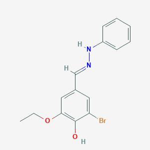 molecular formula C15H15BrN2O2 B10901607 2-bromo-6-ethoxy-4-[(E)-(2-phenylhydrazinylidene)methyl]phenol 