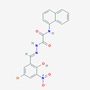 molecular formula C19H13BrN4O5 B10901613 2-[(2E)-2-(5-bromo-2-hydroxy-3-nitrobenzylidene)hydrazinyl]-N-(naphthalen-1-yl)-2-oxoacetamide 