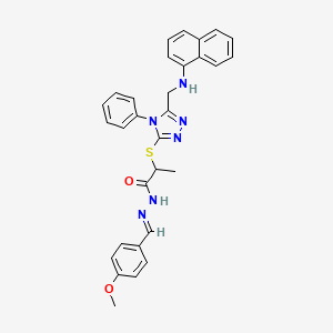 N'-[(E)-(4-methoxyphenyl)methylidene]-2-({5-[(naphthalen-1-ylamino)methyl]-4-phenyl-4H-1,2,4-triazol-3-yl}sulfanyl)propanehydrazide