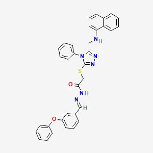 2-({5-[(naphthalen-1-ylamino)methyl]-4-phenyl-4H-1,2,4-triazol-3-yl}sulfanyl)-N'-[(E)-(3-phenoxyphenyl)methylidene]acetohydrazide