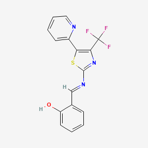 2-[(E)-{[5-(pyridin-2-yl)-4-(trifluoromethyl)-1,3-thiazol-2-yl]imino}methyl]phenol